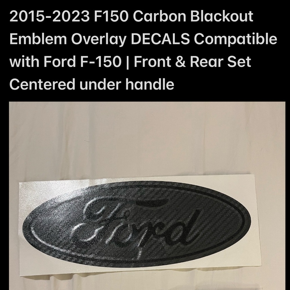 2015-2023 F150 Carbon Blackout Emblem Overlay DECALS Compatible with Ford F-150
